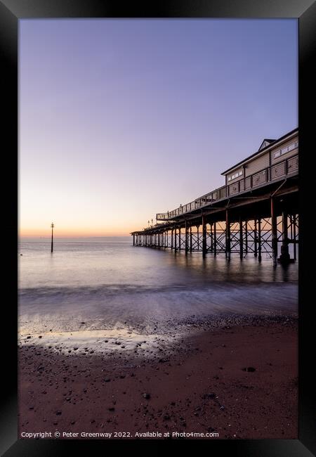 The Grand Pier At Teignmouth At Sunrise On An Autumn Morning Framed Print by Peter Greenway