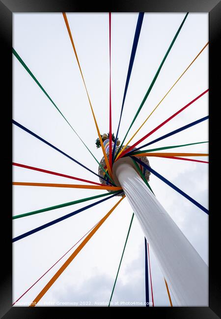 Coloured Ribbons Of A Traditional English Maypole Framed Print by Peter Greenway