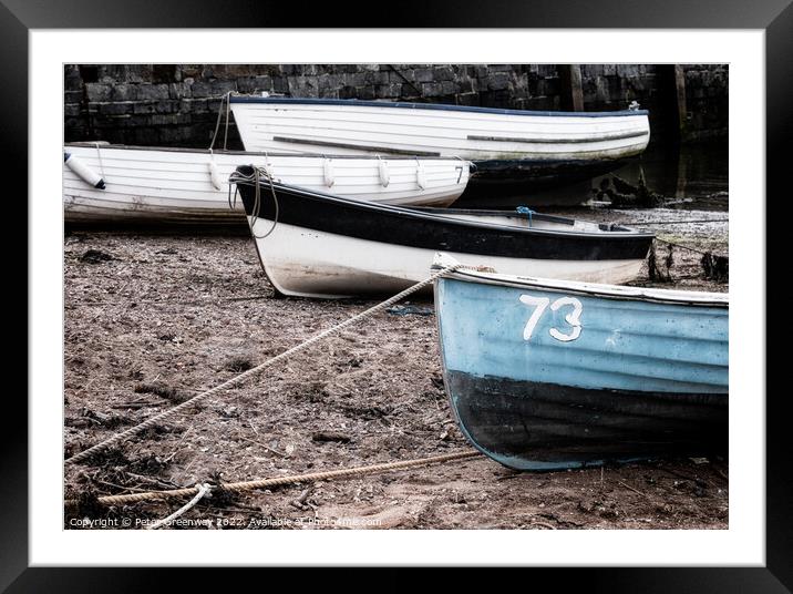 Boats Beached At Low Tide On Teignmouth 'Back Beach' In Devon Framed Mounted Print by Peter Greenway