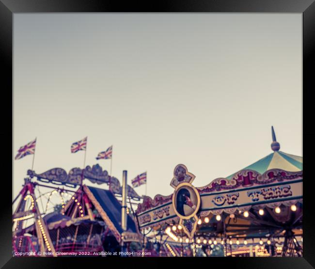 Vintage Steam Powered Fairground Rides At Carters Steam Fair Framed Print by Peter Greenway