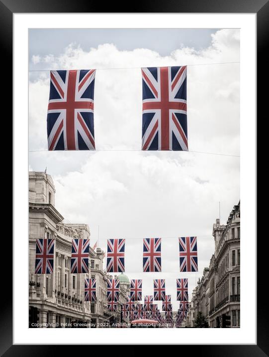 London's Regent Street Decked Out With Flags For Queens Platinum Jubilee Framed Mounted Print by Peter Greenway