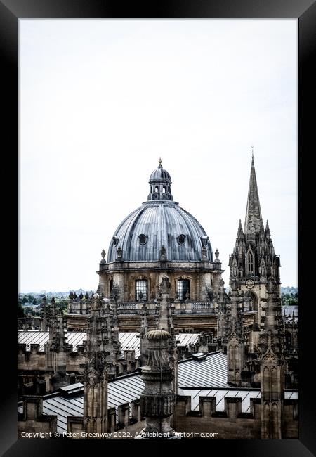 The Dreaming Spires Of Oxford From The Top Of The Sheldonian The Framed Print by Peter Greenway