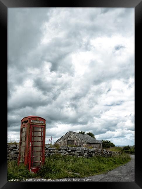 Abandoned Red Telephone Box On Dartmoor, Devon Framed Print by Peter Greenway