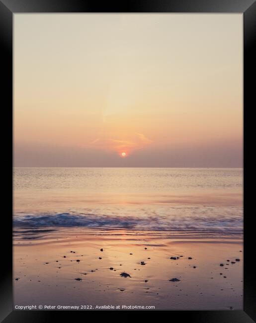 Swanage Beach At Sunrise Framed Print by Peter Greenway