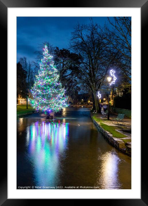 The Christmas Tree In The River At Bourton-on-the-Water Framed Mounted Print by Peter Greenway