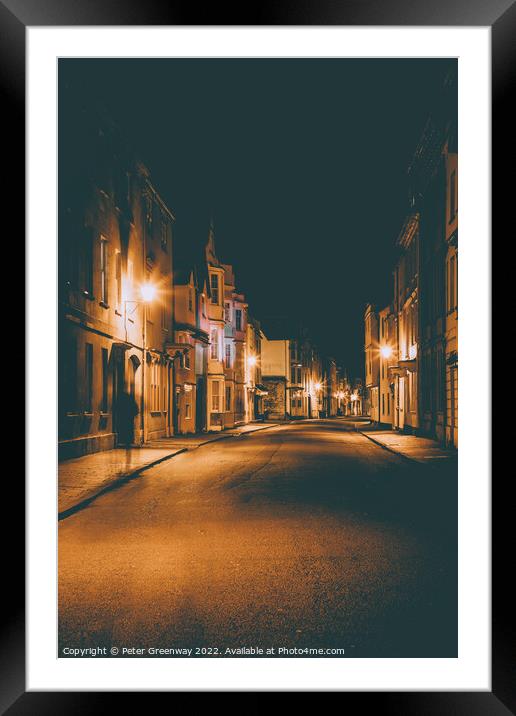 Oxford City Centre After Dark During Lockdown Framed Mounted Print by Peter Greenway