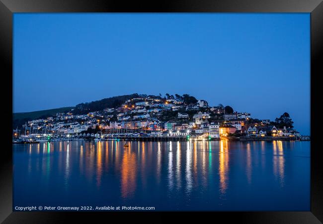 The Kingswear Side Of Dartmouth Harbour At Dusk  Framed Print by Peter Greenway