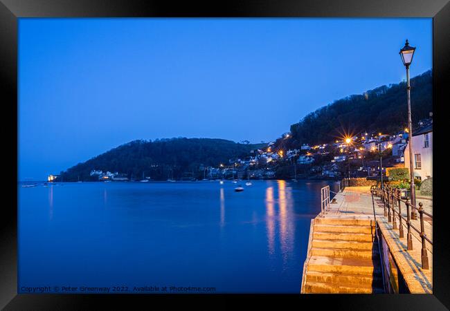 Harbour Steps & Citylights At Dartmouth, Devon Framed Print by Peter Greenway