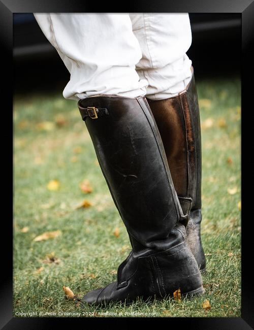 Male Polo Playing Riding Boots Framed Print by Peter Greenway