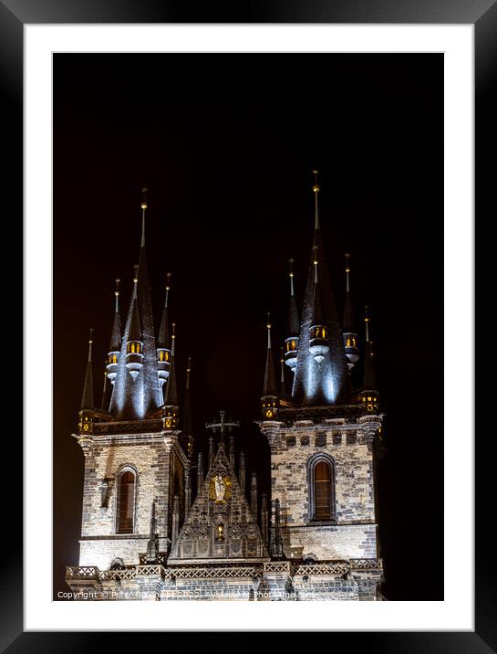 The Double Spires Of The Church of Our Lady Before Tyn In Old To Framed Mounted Print by Peter Greenway