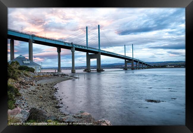 Kessock Bridge, Inverness At Sunset Framed Print by Peter Greenway