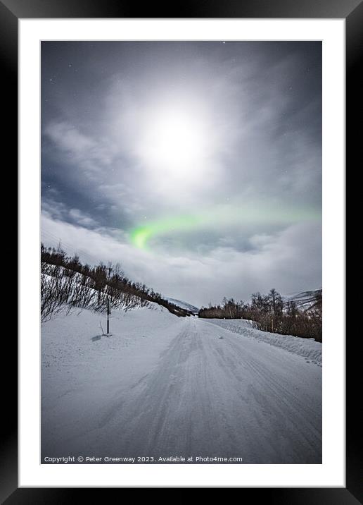Aurora Borealis ( The Northern Lights ) In Winter Around Utsjoki Framed Mounted Print by Peter Greenway