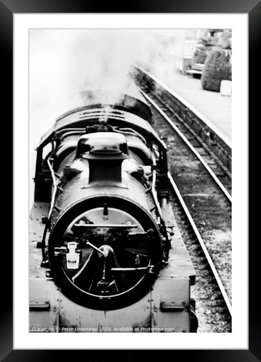 Steam Locomotive At A Station Platform On The Wate Framed Mounted Print by Peter Greenway