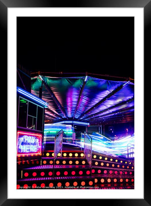 The 'Waltzer' Faiground Ride At The Woodstock Annu Framed Mounted Print by Peter Greenway