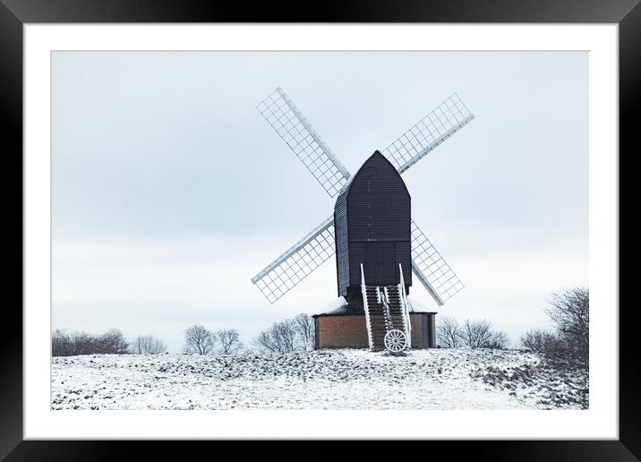 Brill Windmill On A Snowy Day In Winter Framed Mounted Print by Peter Greenway