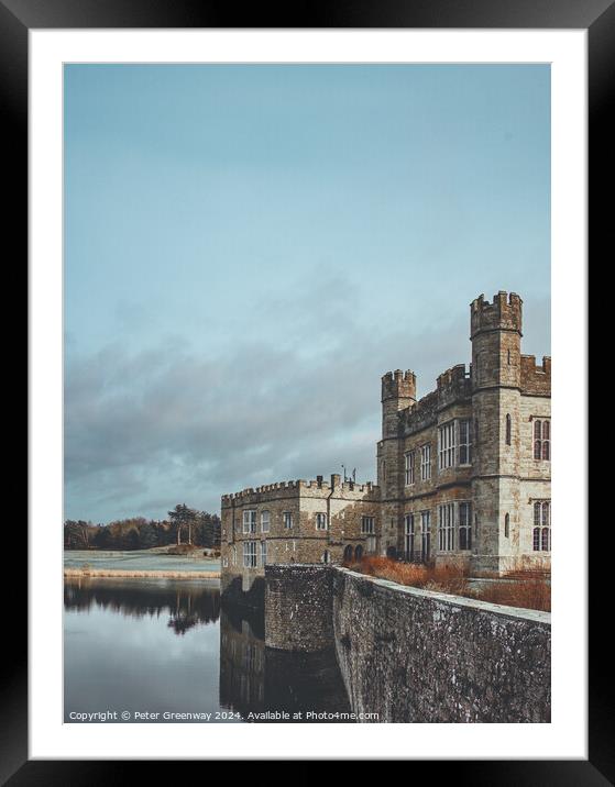 The Castle Keep & Moat On An English Tudor Castle In Kent Framed Mounted Print by Peter Greenway