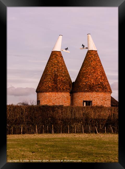 Traditional Oast Houses In Kent Framed Print by Peter Greenway