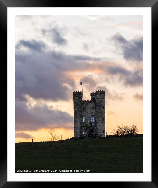 Broadway Tower In The Cotswolds At Sunset Framed Mounted Print by Peter Greenway