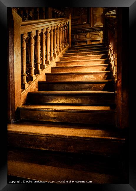 Historical Wooden Staircase Framed Print by Peter Greenway