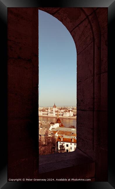 View Across The River Danube From The Fisherman's Bastion ( Hala Framed Print by Peter Greenway