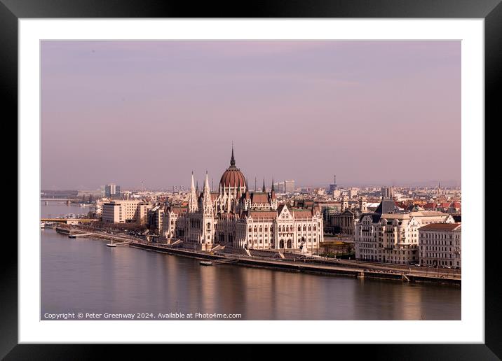 View across the river Danube from The Palace on Castle Hill in B Framed Mounted Print by Peter Greenway