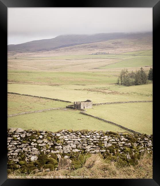 Hanging Mist In The Countryside Around Malham Dale In The Yorksh Framed Print by Peter Greenway