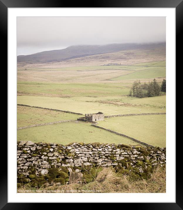 Hanging Mist In The Countryside Around Malham Dale In The Yorksh Framed Mounted Print by Peter Greenway