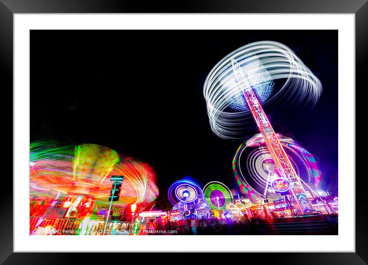 'Witney Feast' Travelling Funfair In Witney, Oxfordshire  Framed Mounted Print by Peter Greenway