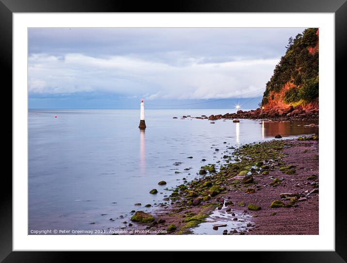 Shaldon Beach, Harbour Lighthouse And The Famous N Framed Mounted Print by Peter Greenway