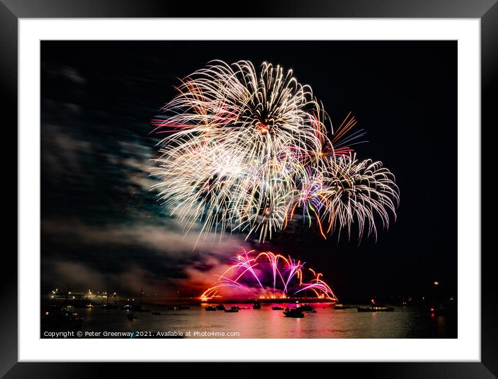 Fireworks At The British Firework Championships At Framed Mounted Print by Peter Greenway