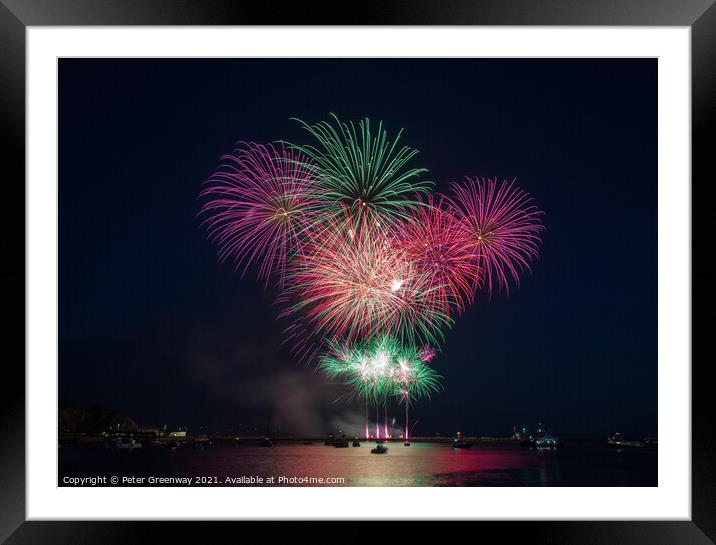 Fireworks At The British Firework Championships Framed Mounted Print by Peter Greenway