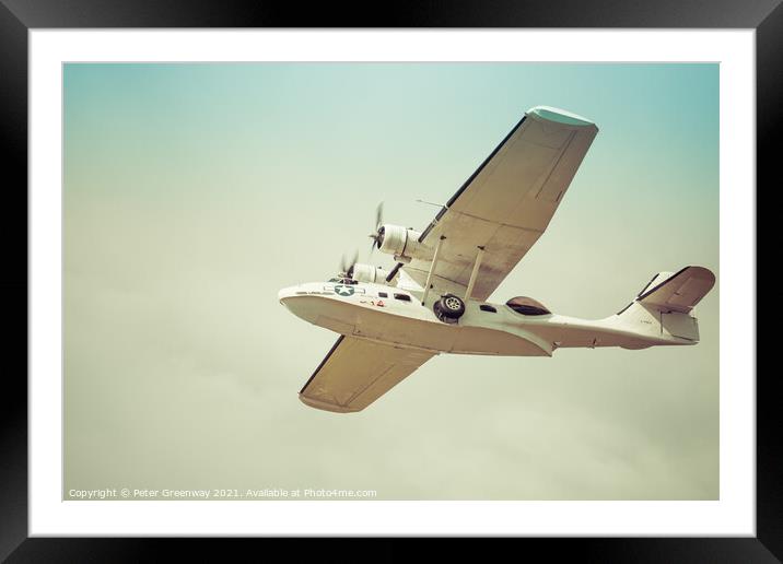 Catalina Flying Boat At Farnborough Airshow Framed Mounted Print by Peter Greenway