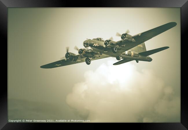 B-17 Flying Fortress Bomber - 'Sally B' at Farnbor Framed Print by Peter Greenway