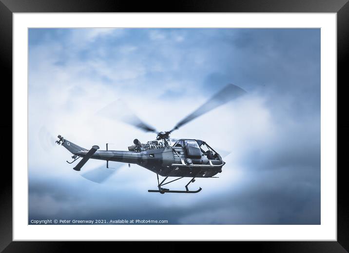 British Army 'Sioux' Scout Helicopter Framed Mounted Print by Peter Greenway
