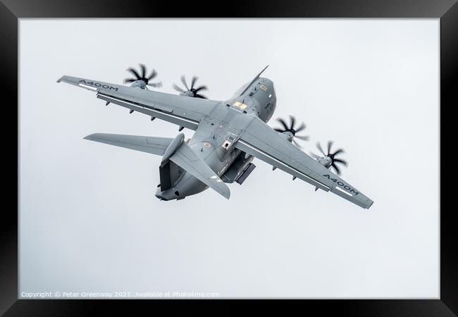 Airbus A400M Displaying At Farnborough International Airshow Framed Print by Peter Greenway