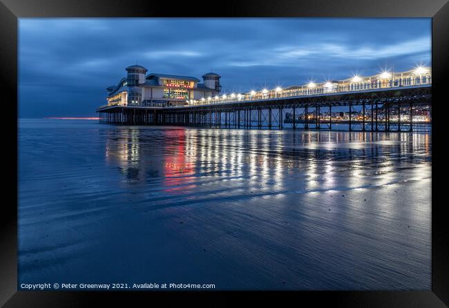Long Exposure Of Weston-super-Mare Pier With Refle Framed Print by Peter Greenway
