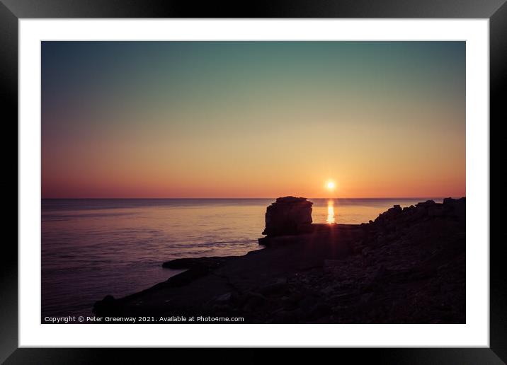 Pulpits Rock, Portland Bill At Sunset Framed Mounted Print by Peter Greenway