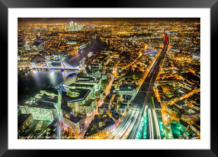 A Night View Across London From The Shard Framed Mounted Print by Peter Greenway