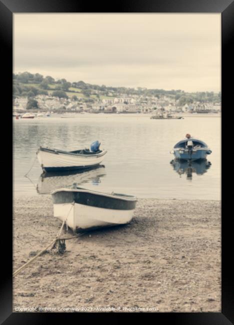 Boats Beached At Low Tide On Teignmouth 'Back Beac Framed Print by Peter Greenway