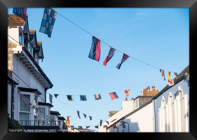 Regatta Bunting In Shaldon, Devon Framed Print by Peter Greenway