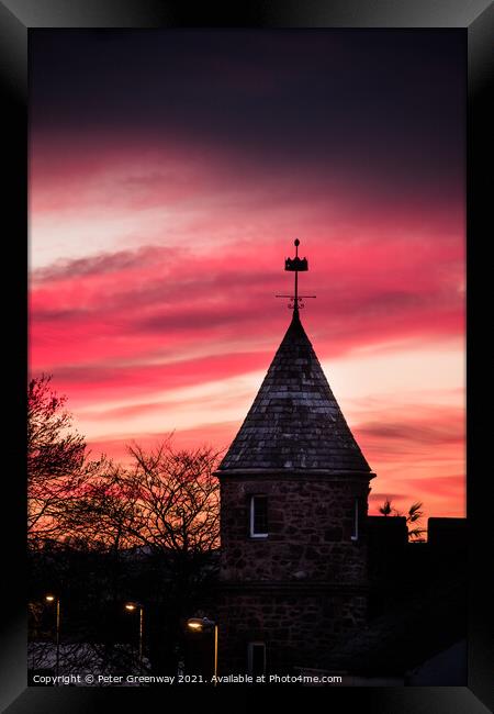Sunset Over Ringmore Tower In The Teign Estuary Framed Print by Peter Greenway