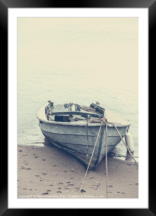 Moored Rowing Boat At Low Tide, Shaldon, Devon Framed Mounted Print by Peter Greenway