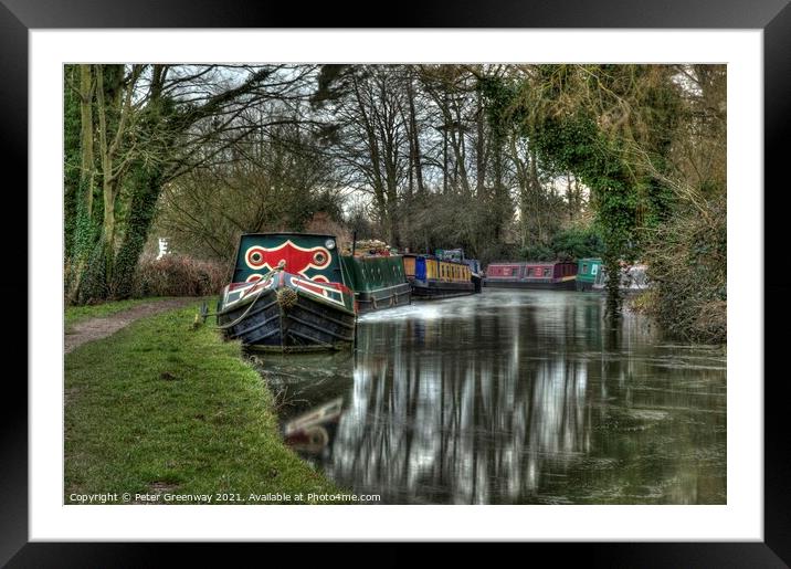 Canal Boats On The Oxford Canal At Thrupp Framed Mounted Print by Peter Greenway