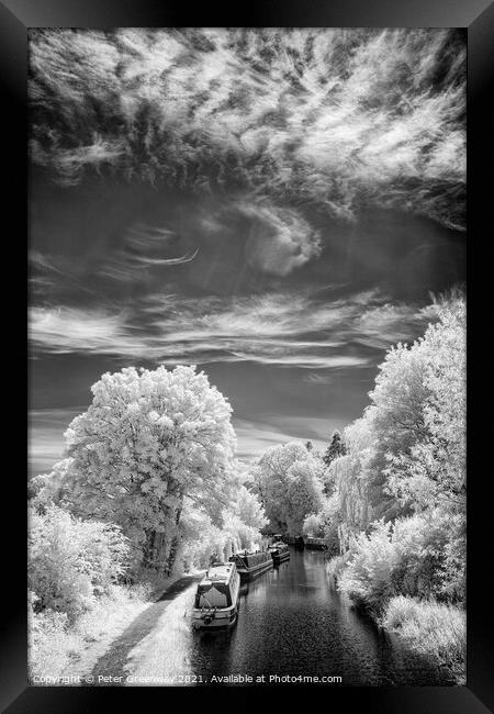The Canal At Shipton-on-Cherwell In Infrared Framed Print by Peter Greenway