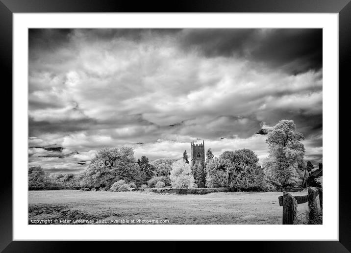 Straton Audley Parish Church Across The Meadow In  Framed Mounted Print by Peter Greenway