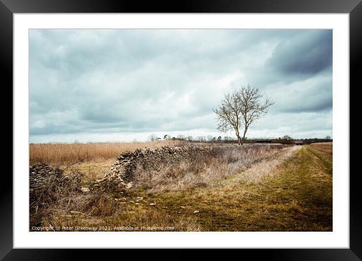 Fallen Down Wall In The Rural Oxfordshire Countrys Framed Mounted Print by Peter Greenway