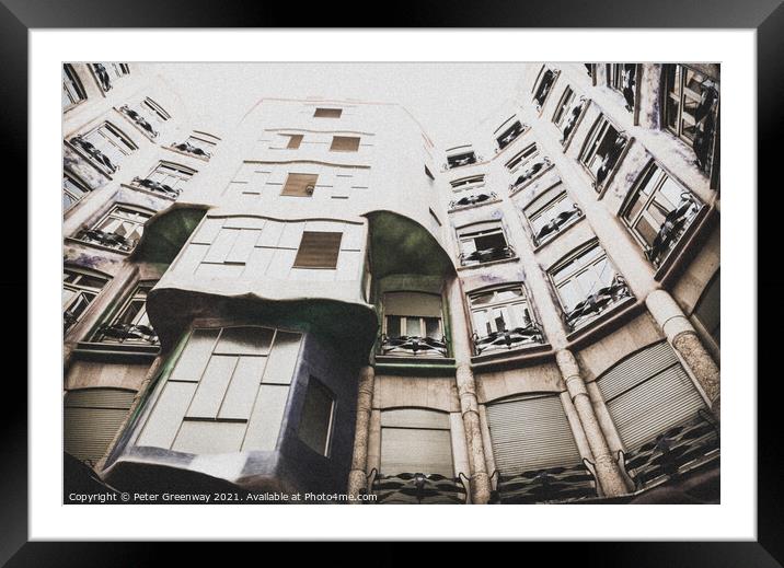 Gaudi Inspired Apartments In Barcelona Framed Mounted Print by Peter Greenway