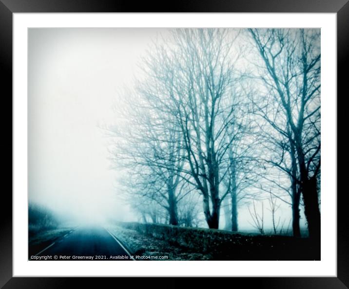 Akeman Street In Rural Oxfordshire On A Misty Day Framed Mounted Print by Peter Greenway