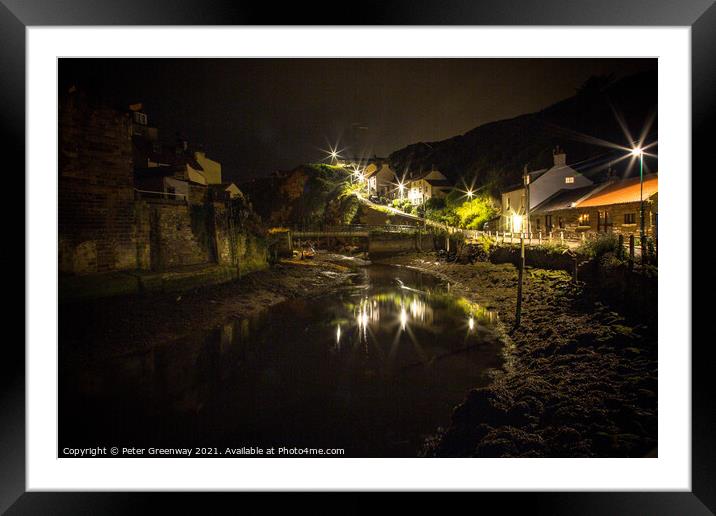 Nightime At Staithes Crowbar Lane Framed Mounted Print by Peter Greenway