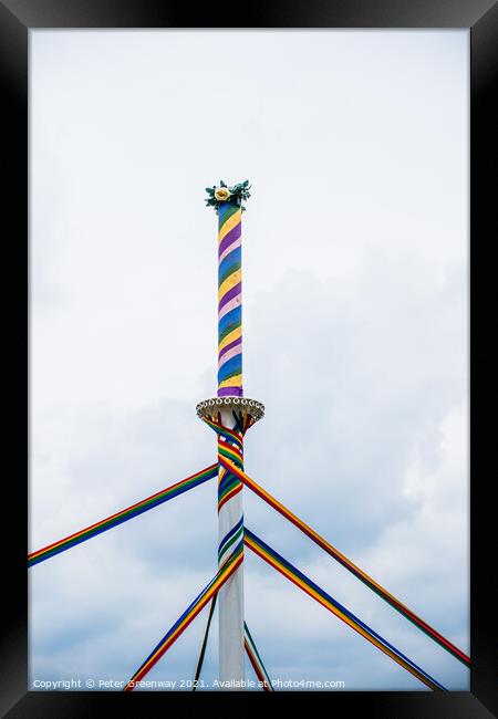 Traditional English Maypole Wth Coloured Ribbons Framed Print by Peter Greenway